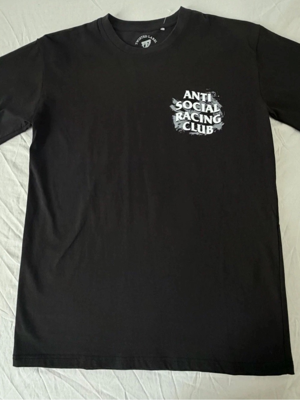 Twisted Label Men’s M Black Anti Social Racing Club Graphic T-Shirt Crew